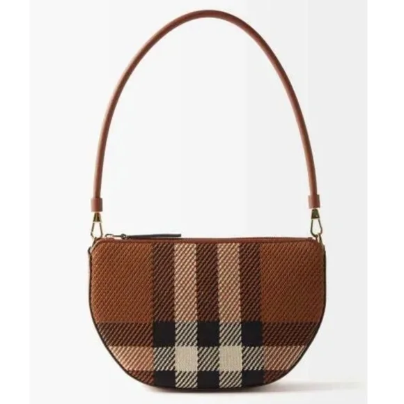 🔴SOLD🔴 BURBERRY Olympia Check Jacquard Pouch-Birch Brown - Picture 1 of 15